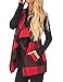 SocoToo Women's Color Block Lapel Open Front Sleeveless Plaid Vest Cardigan with Pockets (Red, X-Large)