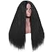 Buladou Hair Kinkys Straight Synthetic Hair Wigs Mothers Day Gift 26 Inch Lace Front Heat Resistant Wigs for Black Women Long High Temperature Wig with 5” Deep Parting Space (Black)…