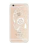 iPhone 5 / 5S / Se Compatible, Deco Fairy Ultra Slim Translucent Silicone Clear Case Gel Cover for Apple (Floral Sugar Skull iPhone 5 / 5S / Se)