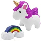 Chuchik Best Squishy Toy for Strees Relief Toys. Kawaii Slow Rising and Super Soft Jumbo Squishies with Sweet Scented. Unicorn & Rainbow (Pink)