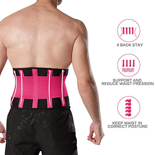 DARCHEN Waist Trainer Belt for Women Fitness Weight Loss Wokout Exercise Belt Sport Girdle for Body Slimming (Rose Red, Large)