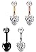 Jstyle 4 Pcs a Set 14G 316L Stainless Steel Belly Button Ring Cubic Zirconia Navel Rings Body Jewelry