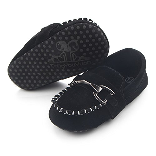 Fire Frog Baby Shoes Infant Toddler Boy Shoes Crib Bebe Classic Handsome Soft Soled Loafers Black 12-18 Months