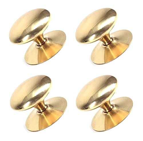 TERF® 25mm Traditional Victorian Polished Brass Cabinet Door Knobs 25mm Chest Drawer Cupboard Kitchen Wardrobe Door Pull Handle Knobs with Fixing Screw for Use Home and Office - Pack of 4