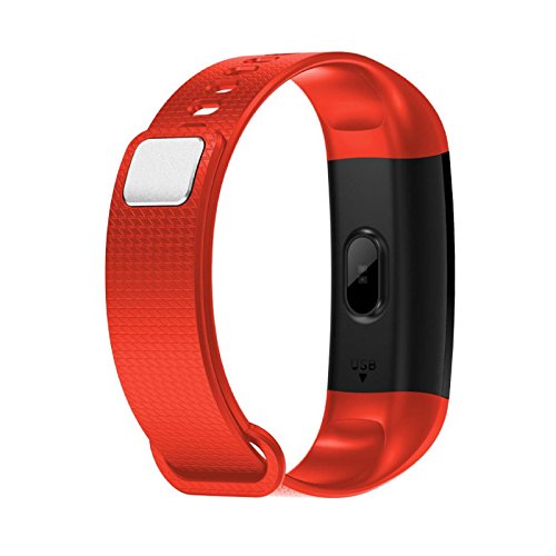 Owill Smart Watch Sports Fitness Activity Heart Rate Tracker Blood Pressure Watch, Fashionable Design and Adjustable Strap (Red)
