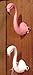 Set of 2 Distressed finished painted Pewter Flamingo Shaped Hooks - Pink and White