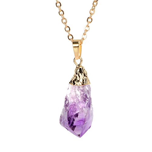 Sedmart Irregular Handmade Amethyst Pendant Crystal Quartz Necklace Chakra Point Gemstone jewelry Mothers Day Gifts