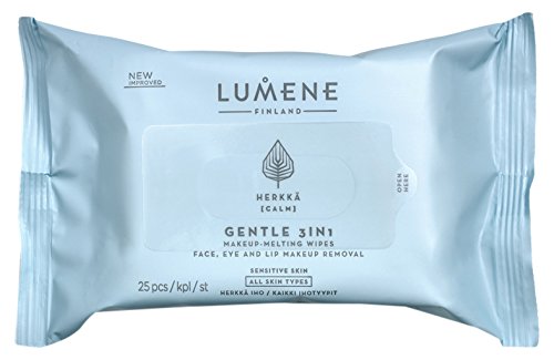 Lumene Herkka Calm Gentle 3-in-1 Makeup Melting Wipes, 25 Count