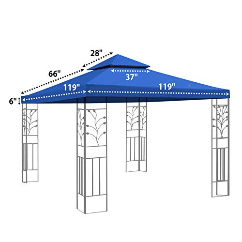 thumbnail image 2 of Replacement Gazebo Canopy Top - 10'x10', Green Polyester Sunshade Cover For Patio Pavilion 2 of 10