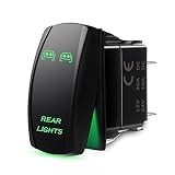 MICTUNING LS081302Z Rear Lights Rocker Switch On-Off LED Light, 20A, 12V, Green
