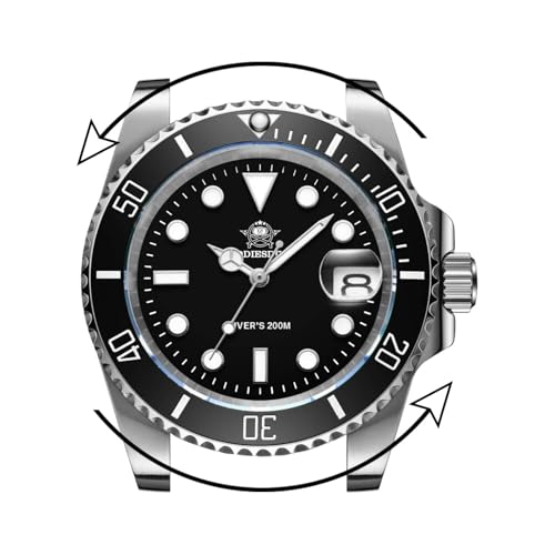 ADDIESDIVE Quartz Dive Watch for Men Diver 200M Steel Strap Luminous Multicolors Dial Black Blue Green Grey Red