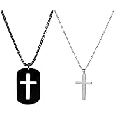 ClosJery Matching Cross Necklaces For Couples Best Friends Stainless Steel Silver Black Ralationship Friendship Puzzle Cross Bff Necklace For 2 Set Religious Jewelry Christian Baptism Gift