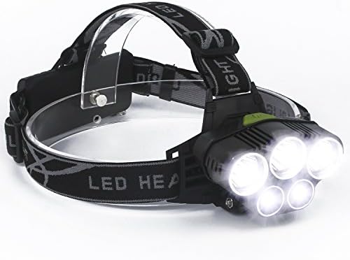 LED Headlamp,SUNINESS Super Bright 12000 Lumens Rechargable Waterproof Headlamp Flashlight with 5 Cree LEDs and 6 Modes for Outdoor Hiking Camping Hunting Fishing Cycling Running
