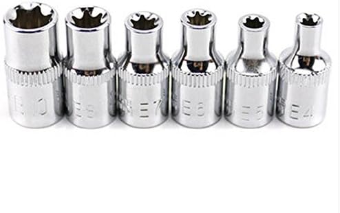 Wrench Tool 6 Pc 1/4 Inch(6.3Mm) Torx Star Bit Female E Socket Set E4,E5, E6,E7, E8, E10