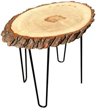 Modern Solid Natural Wood Round Slab End Table (End-Table-Coffee-Tb-Culr-Legs)