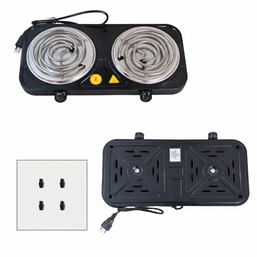 Fogão Elétrico 2 Bocas Cooktop de mesa 220v – Fogareiro Portátil Cooktop de Mesa para Camping, Viagem e Uso Doméstico (Preto)