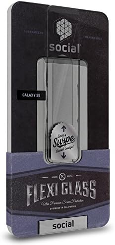 SOCIAL Flexi-Glass Screen Protector with Easy Swipe Install Kit for Samsung Galaxy S5 - Retail Packaging - Clear