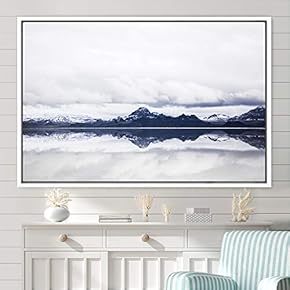 signwin Framed Canvas Wall Art Winter Lake Aerial...