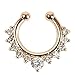MTRSUE Fake Nose Ring,12Pcs Fake Septum Jewelry Nose Ring Hanger Clip On Clicker Crystal Piercing Non Piercing