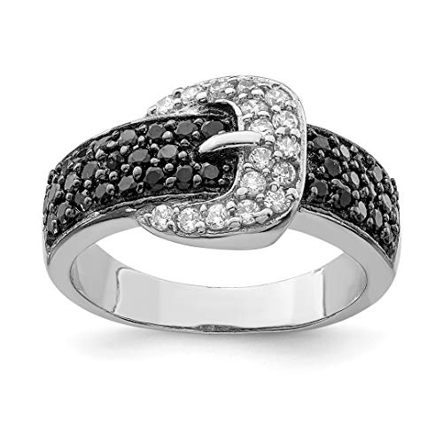 ICE CARATS 925 Sterling Silver Black Clear Cubic Zirconia Cz Buckle Band Ring Size 8.00 Fine Jewelry Ideal Gifts For Women Gift Set From Heart
