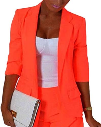 ChengZhong Women's Business Blazer Solid Lapel Open Front Outweat Jacket with Pockets