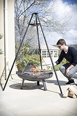 La Hacienda Tripod with BBQ Grill Adjustable Height Portable Black view 6