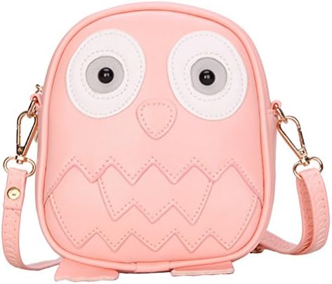 LuckyZ Litter Girls PU Leather Cute Cartoon Owl Tote Purse Handbags Shoulder Shopping Bag, Pink