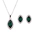 OUFO Women Jewelry Set, Rose Gold Plated Crystal Green Stone Jewelry Set Elegant Leaf Shaped Necklace Pendant Earrings 2092