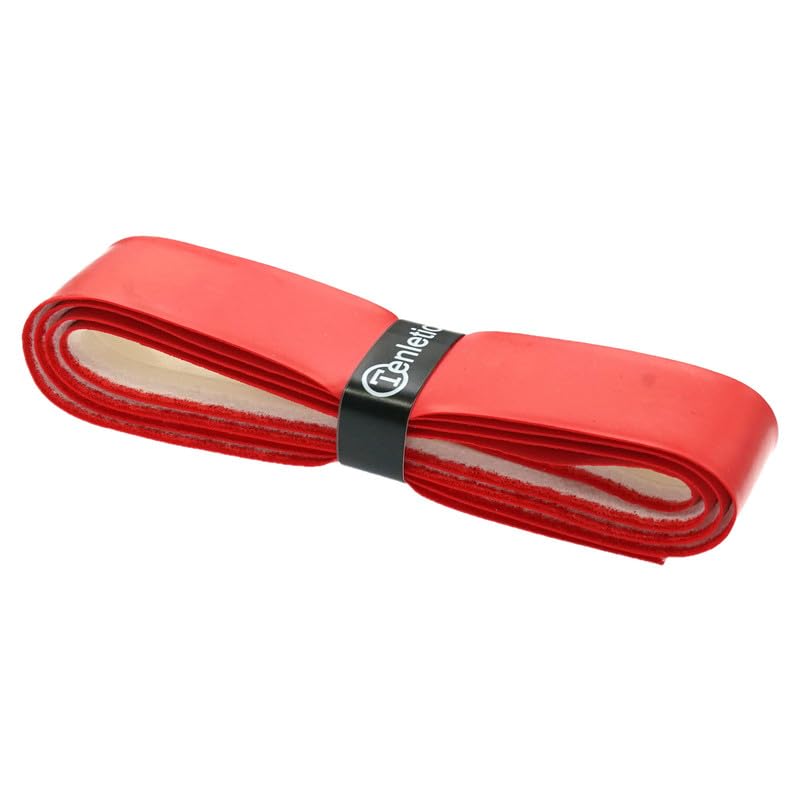 Tenletic Original PU Replacement Racket Grip Tape - 1.80 mm Thickness – High-traction Dry Grip Tape for Tennis, Squash, Badminton and Other Racquet Sports (2-Pack Red)