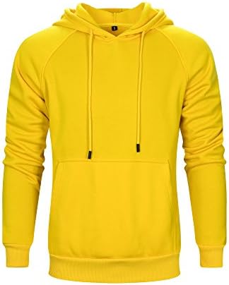 LBL Men's Solid Pullover Hoodies Sports Soft Blend Fleece Hooded Sweatshirts with Kanga Pocket
