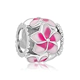 Jewelry New Sale Cheap Filigree Pink Flower Love Enamel Charm Beads Fit Pandora Charms Bracelet Gifts