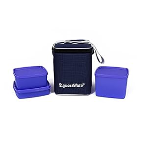 Signoraware Director Special Plastic Lunch Box with Bag, Deep Violet, Medium