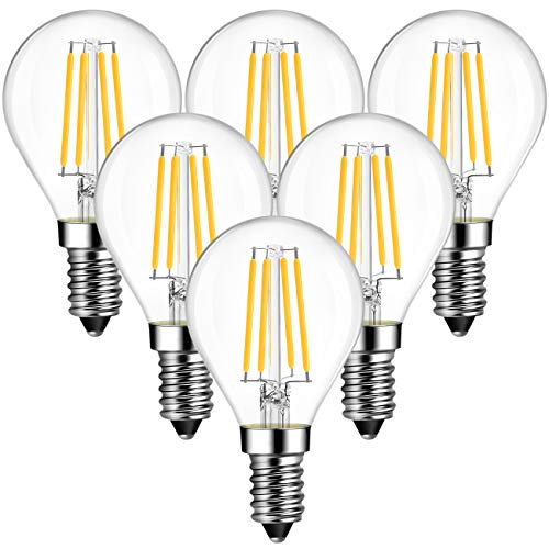 ANWIO 6 × 5.5 W LED Filament Bulb, Equivalent to a Power of 60 W, Warm Light LED Bulb with E14 Base, 806 Lumens, 2700 K Warm White, Retro Style G45 Bulb, Non-Dimmable.