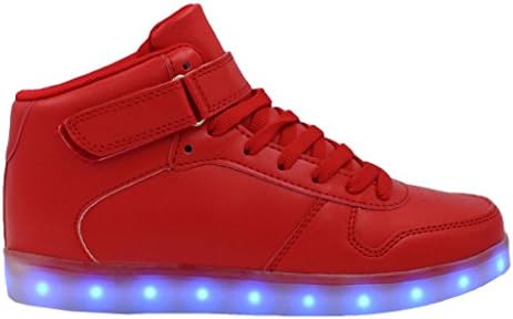 Galaxy LED Shoes Light Up USB Charging High Top Lace &amp; Strap Men’s Sneakers (Red) 10