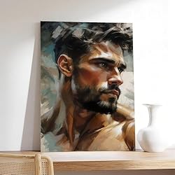 HMLZSJ Nude Muscle Male Torso Portrait Art Gay