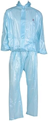 Clubb Portable Light weight PVC Hooded Rain Coat with pocket (Sky Blue) (Small)