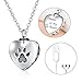 WINNICACA Pet Urn Keepsake Necklace Sterling Silver Heart Cremation Urn Necklaces for Ashes for Dog Cat Paw w/Funnel Filler Kit