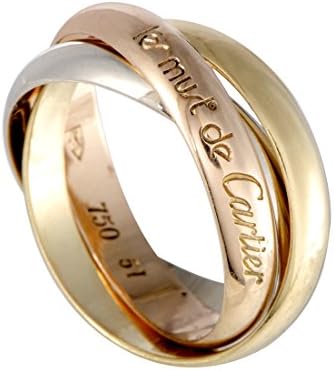 Luxury Bazaar Cartier Trinity Les Must de Cartier 18K Yellow White and Rose Gold Rolling Band Ring