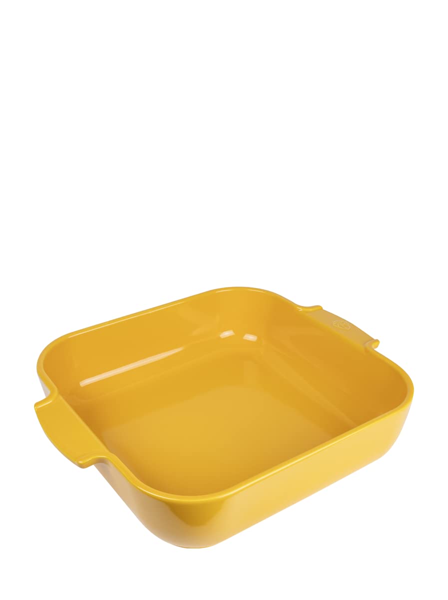 PEUGEOT - Square ceramic casserole dish - 36 cm (including handles) x 31 cm x 8.2 cm - capacity: 5.4 L - 10 year guarantee - saffron yellow
