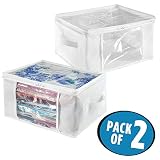 iDesign Fabric Storage Zipper Bag-Medium (Set of 2), 16" x 12" x 8", Standard 2 Piece
