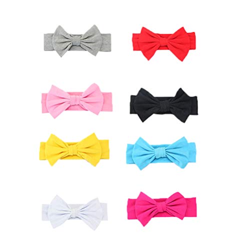 Lurrose 8pcs Baby Headbands Hair Bows Elastic Hair Bands Head Wraps for Newborns