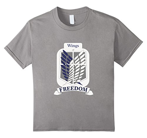unisex-child Wings of Freedom Survey Corps Anime Manga Kids Shirt 6 Slate