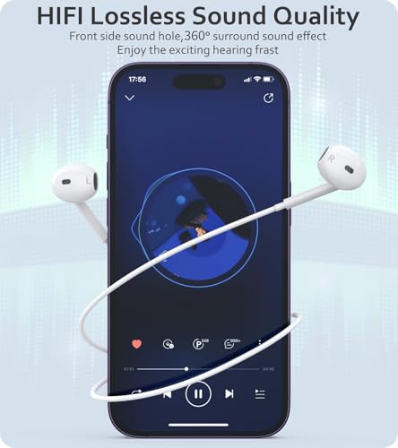 2-Pack Lightning Headphones, [MFi Certified] iPhone Headphones Wired Built-in Microphone and Noise Cancellation Volume Control, Wired Earphones Compatible with iPhone 14/14 Pro/13/12/11/XR/XS/X/8/7/SE