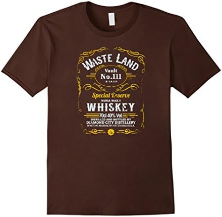 Men's Wasteland Whiskey - 'Vintage' look cool gaming style T-shirt XL Brown