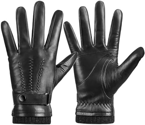 GSG Chrome-free Leather Gloves for Women Winter Warm Cashmere