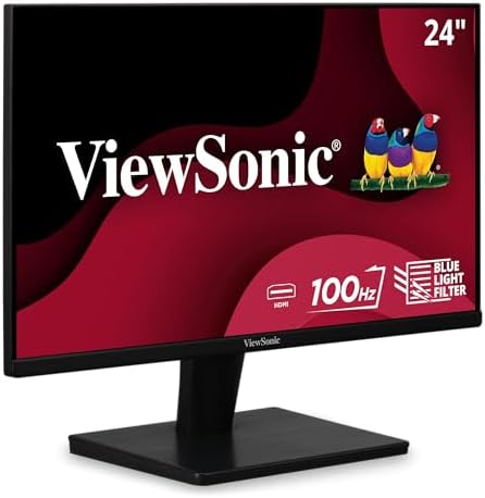 ViewSonic VS2447M 24 Inch 1080p Monitor with 100Hz, FreeSync, Thin Bezels, Eye Care, HDMI, VGA Inputs for Home and Office