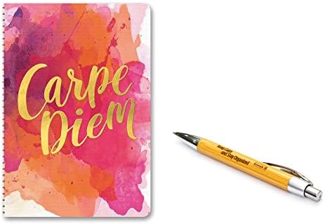 Orange Circle Studio 2018 On-Time Weekly Planner, Aug. 2017 - Dec. 2018, Carpe Diem Comes With Kemah Engraved Natural Bamboo Pen