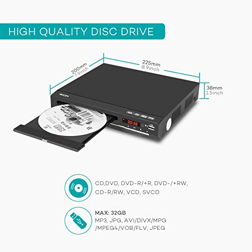 Region Free DVD Player,DVD Players for tv with HDMI&AV Output Port,USB