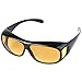 HD Night Vision Wraparounds Wrap Around Driving Glasses (Black, Yellow)