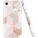 JAHOLAN Compatible with iPhone XR Case Bling Glitter Sparkle Rose Gold Marble Design Clear Bumper TPU Soft Rubber Silicone Cover Phone Case for iPhone XR 2018 6.1 inch Gold
